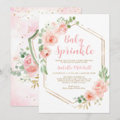 Blush Floral Baby Sprinkle Invitation Kaart (Voorkant / Achterkant)