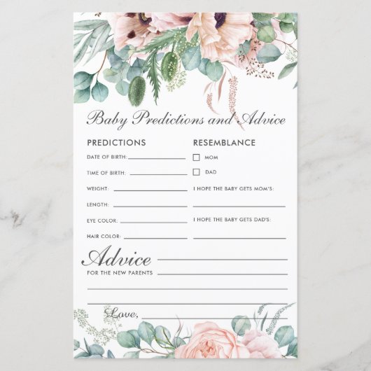Blush Floral Baby voorspelling & Advice Shower (Voorkant)