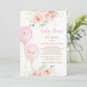 Blush Floral Balloons Twins Baby shower per post Kaart (Staand voorkant)