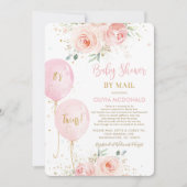 Blush Floral Balloons Twins Baby shower per post Kaart (Voorkant)