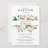 Blush Floral Baptism Invitation Card Kaart (Voorkant)