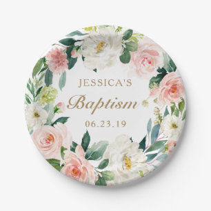 Blush Floral Baptism Paper Bord