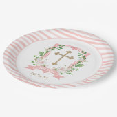 Blush Floral Baptisme Papieren Bordje (Gekanteld)