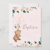 Blush Floral Beer ballonnen Doop Kaart (Achterkant)