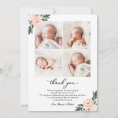 Blush Floral Birth Announge & Bedankt voor je cred Kaart (Achterkant)