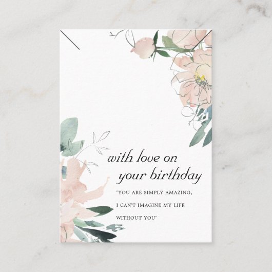 BLUSH FLORAL BIRTHDAY GIFT KETTING DISPLAY KAART PLAATSKAARTJE (Voorkant)