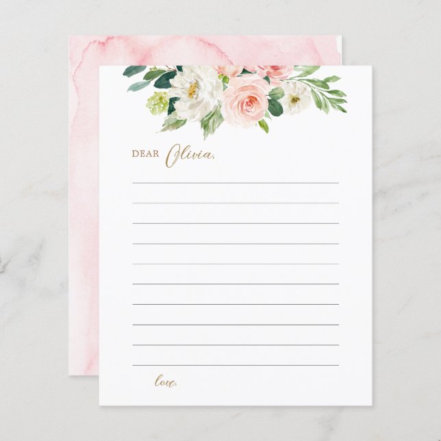 Blush Floral Birthday Time Capsule Kaarten (Voorkant / Achterkant)