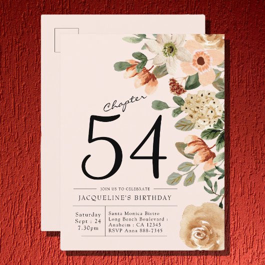 Blush Floral Birthday Uitnodiging Briefkaart
