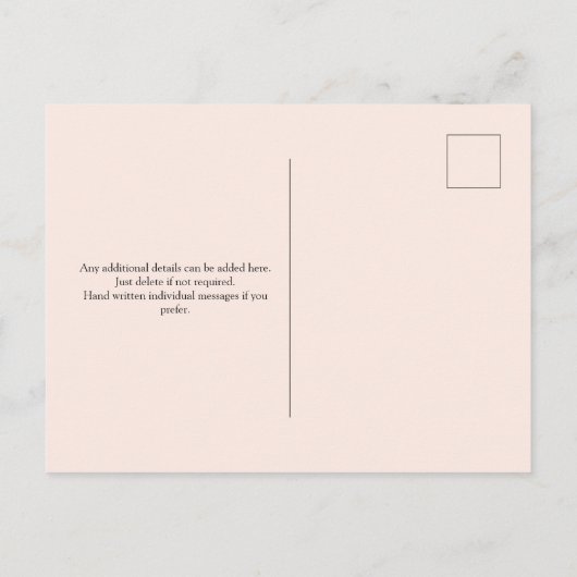 Blush  Floral Birthday Uitnodiging Briefkaart (Achterkant)