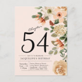 Blush Floral Birthday Uitnodiging Briefkaart (Voorkant)