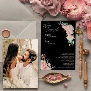 Blush Floral Black foto We zijn erbij betrokken Kaart