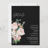 Blush Floral Black Monogram in één bruiloft Kaart (Achterkant)