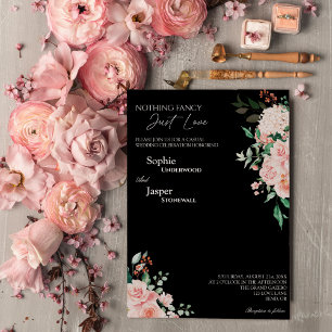 Blush Floral Black Niets Fancy Liefde Weddenschap Kaart