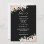 Blush Floral Black Simple All-in-One bruiloft Kaart (Achterkant)