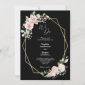 Blush Floral Black Simple We Weddenschap Kaart (Voorkant)