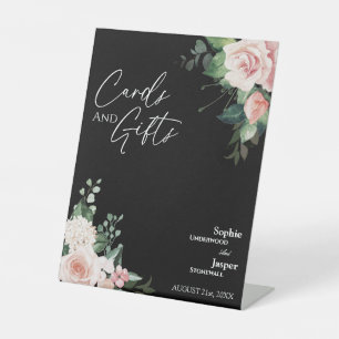 Blush Floral Black Weddenkaarten en cadeaubonnen Reclamebord Met Voetstuk