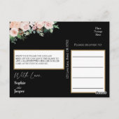 Blush Floral Black Weddenschap Dank je Briefkaart (Achterkant)