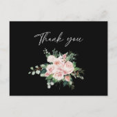 Blush Floral Black Weddenschap Dank je Briefkaart (Voorkant)