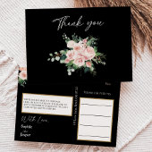 Blush Floral Black Weddenschap Dank je Briefkaart