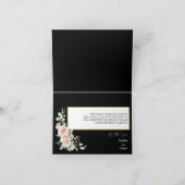 Blush Floral Black Weddenschap Gevouwen Hartelijk  Bedankkaart (Binnen)