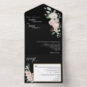Blush Floral Black Weddenschap in één uitnodiging (Binnen)