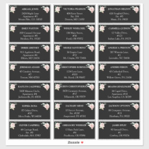 Blush Floral Black Weddenschappen adresetiketten Sticker