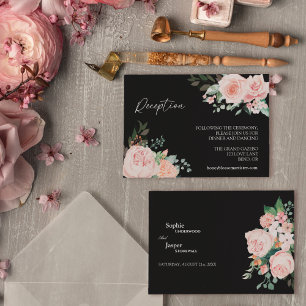 Blush Floral Black Weddenschappen Informatiekaartje
