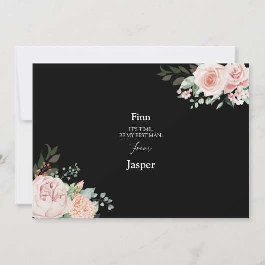Blush Floral Black Wedding Best Man proposal Kaart (Achterkant)