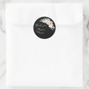 Blush Floral Black Wedding Dank je Sticker