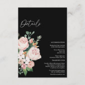 Blush Floral Black Wedding Details Informatiekaartje (Voorkant)