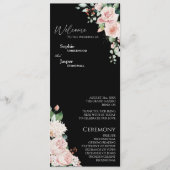 Blush Floral Black Wedding Flat Program Programmakaart (Voorkant)