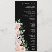Blush Floral Black Wedding Flat Program Programmakaart (Achterkant)