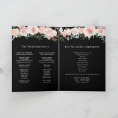 Blush Floral Black Wedding Folded Program Programma (Binnen)