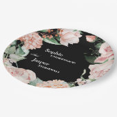 Blush Floral Black Wedding Papieren Bordje (Gekanteld)