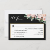 Blush Floral Black Wedding Song Request RSVP-kaart RSVP Kaartje (Voorkant)