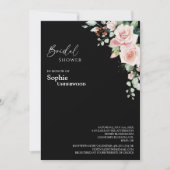 Blush Floral Black Wedding Vrijgezellenfeest Kaart (Voorkant)