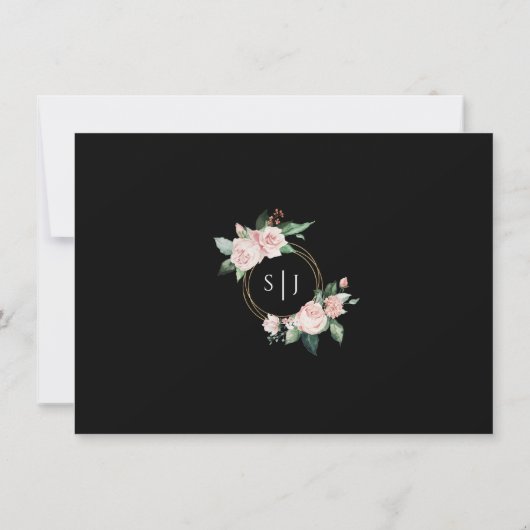 Blush Floral Black Wedflat Save the Date (Achterkant)