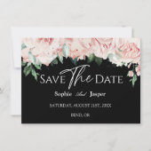 Blush Floral Black Wedflat Save the Date (Voorkant)