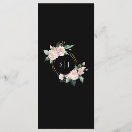 Blush Floral Black Weduwen Flat Menu (Achterkant)