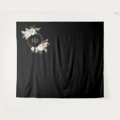 Blush Floral Black Weduwfoto achtergrond Wandkleed (Voorkant (horizontaal))