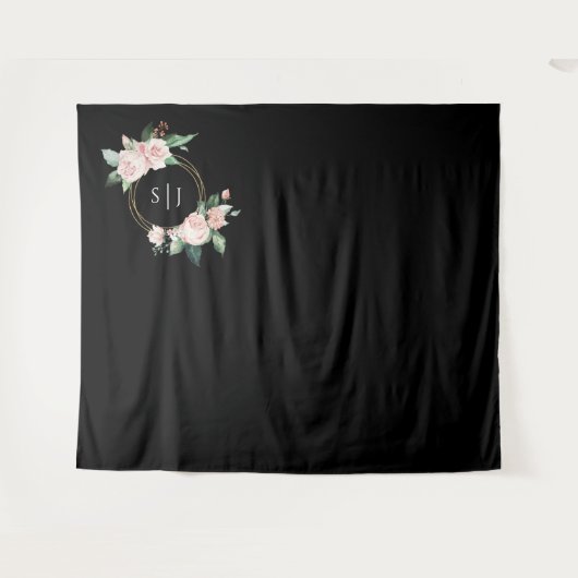 Blush Floral Black Weduwfoto achtergrond Wandkleed (Voorkant (horizontaal))