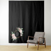Blush Floral Black Weduwfoto achtergrond Wandkleed (In situ)