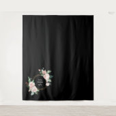 Blush Floral Black Weduwfoto achtergrond Wandkleed (Voorkant)