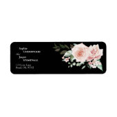 Blush Floral Black Weduwingadreslabel Etiket (Voorkant)