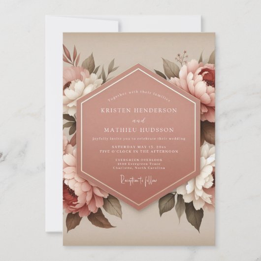 Blush Floral Bloom Wedding Kaart (Voorkant)