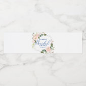 Blush Floral Blue Silver Geometric Vrijgezellenfee Waterfles Etiket (Enkel label)