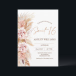 Blush Floral Boho Pampas Grass Sweet 16 Birthday Kaart<br><div class="desc">Blush Floral Boho Pampas Grass Sweet 16 Birthday Uitnodiging Elegant Boho ontwierp de zoete uitnodiging voor de 16 verjaardag met een blote kleurige en natuurlijke toon met pampasgras. De kleur op de rug van de uitnodiging kan worden veranderd. Dit ontwerp is ideaal voor een modern boho,  het verjaardagsfeest.</div>