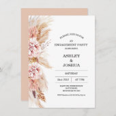 Blush Floral Boho Pampas Grass Verloving Kaart (Voorkant / Achterkant)