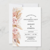 Blush Floral Boho Pampas Grass Verloving Kaart (Voorkant)