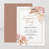 Blush Floral Boho Verloving Invitation Kaart (Voorkant / Achterkant)